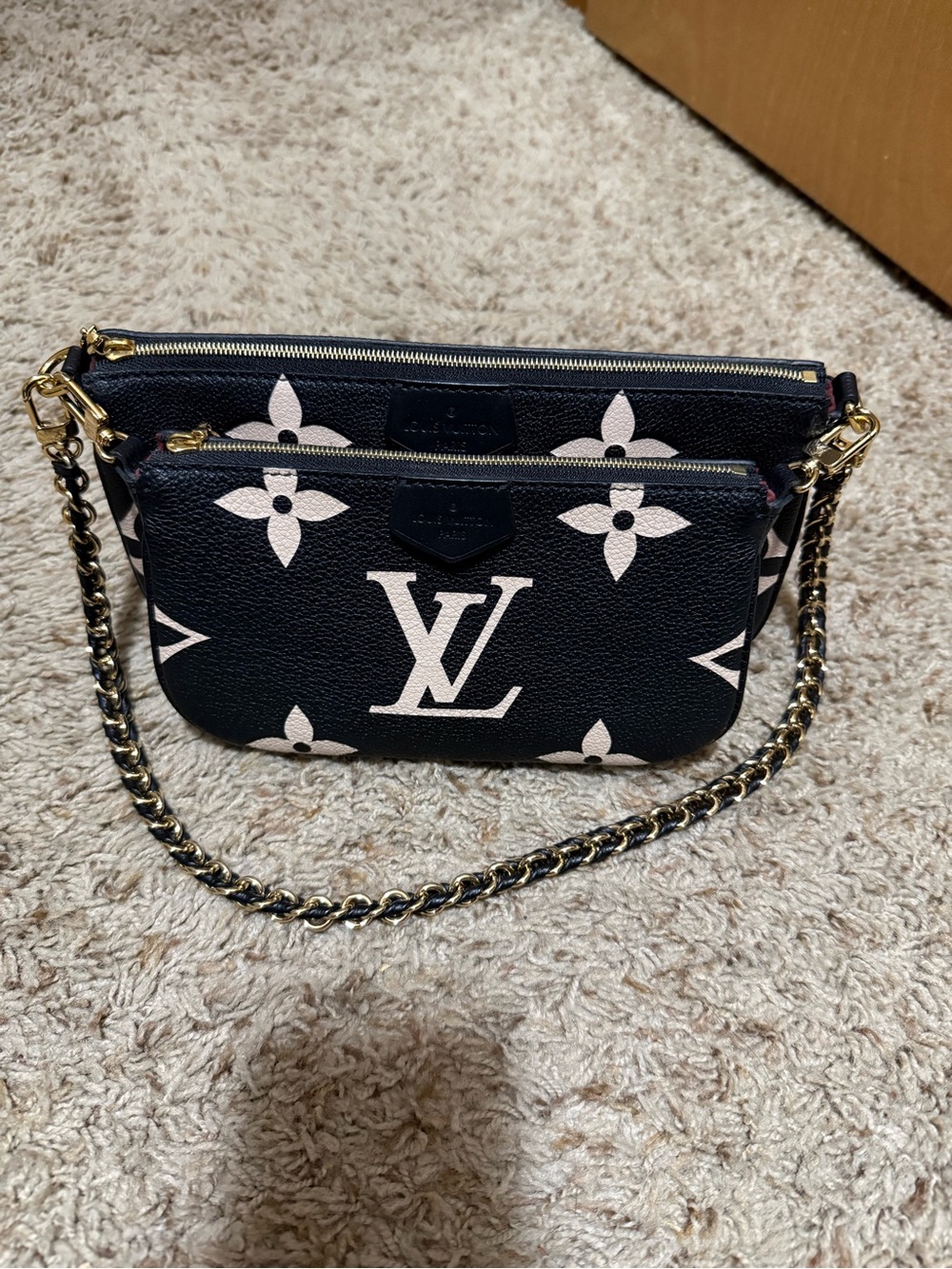 Louis Vuitton Empreinte Monogram Giant Multi Pochette Accessories Black Beige